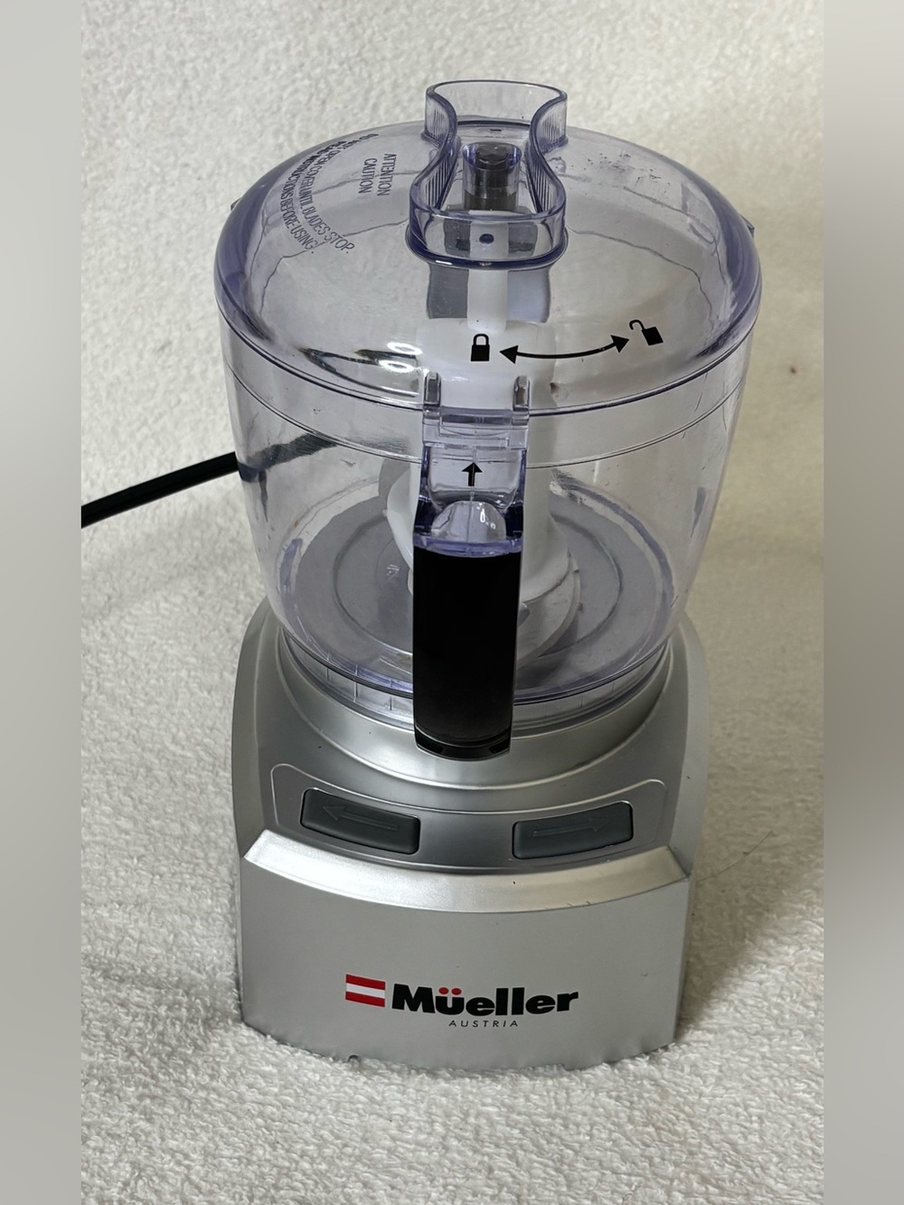 Mueller Compact Food Processor in Silver with Clear Bowl